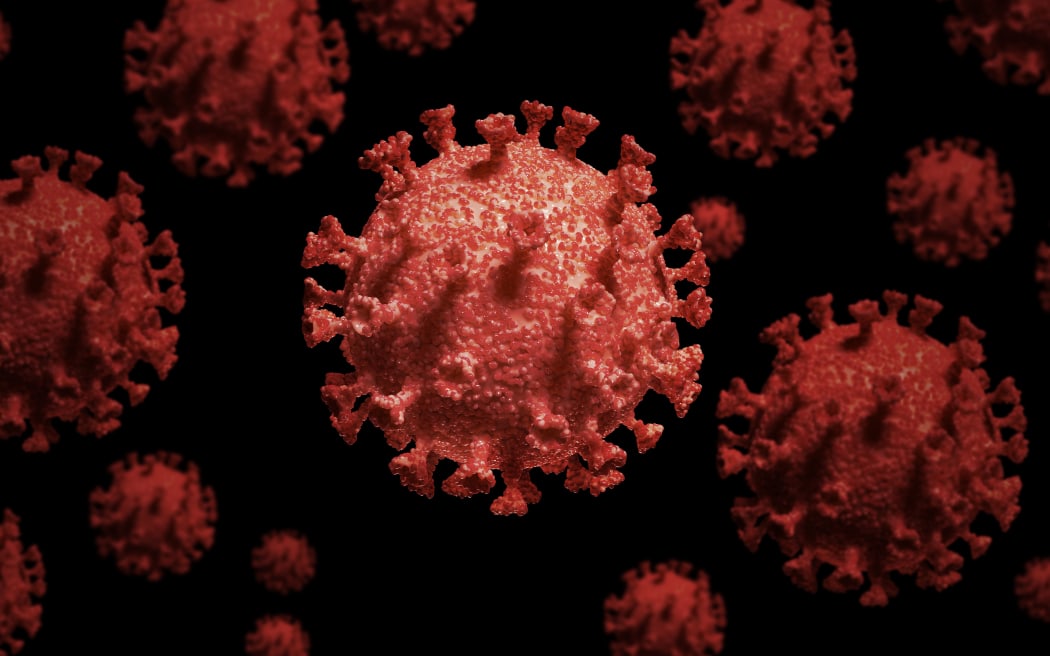 Covid-19 coronavirus particles, illustration.