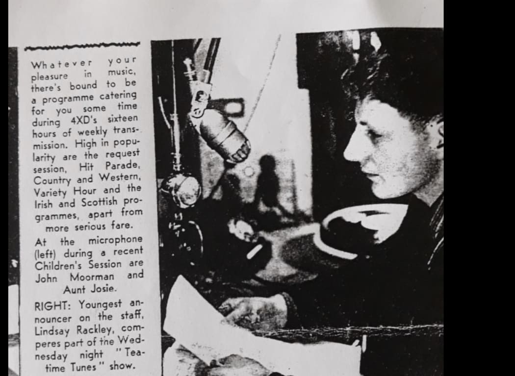 Lyndsay Rackley, the youngest member of Radio Dunedin in his early days.