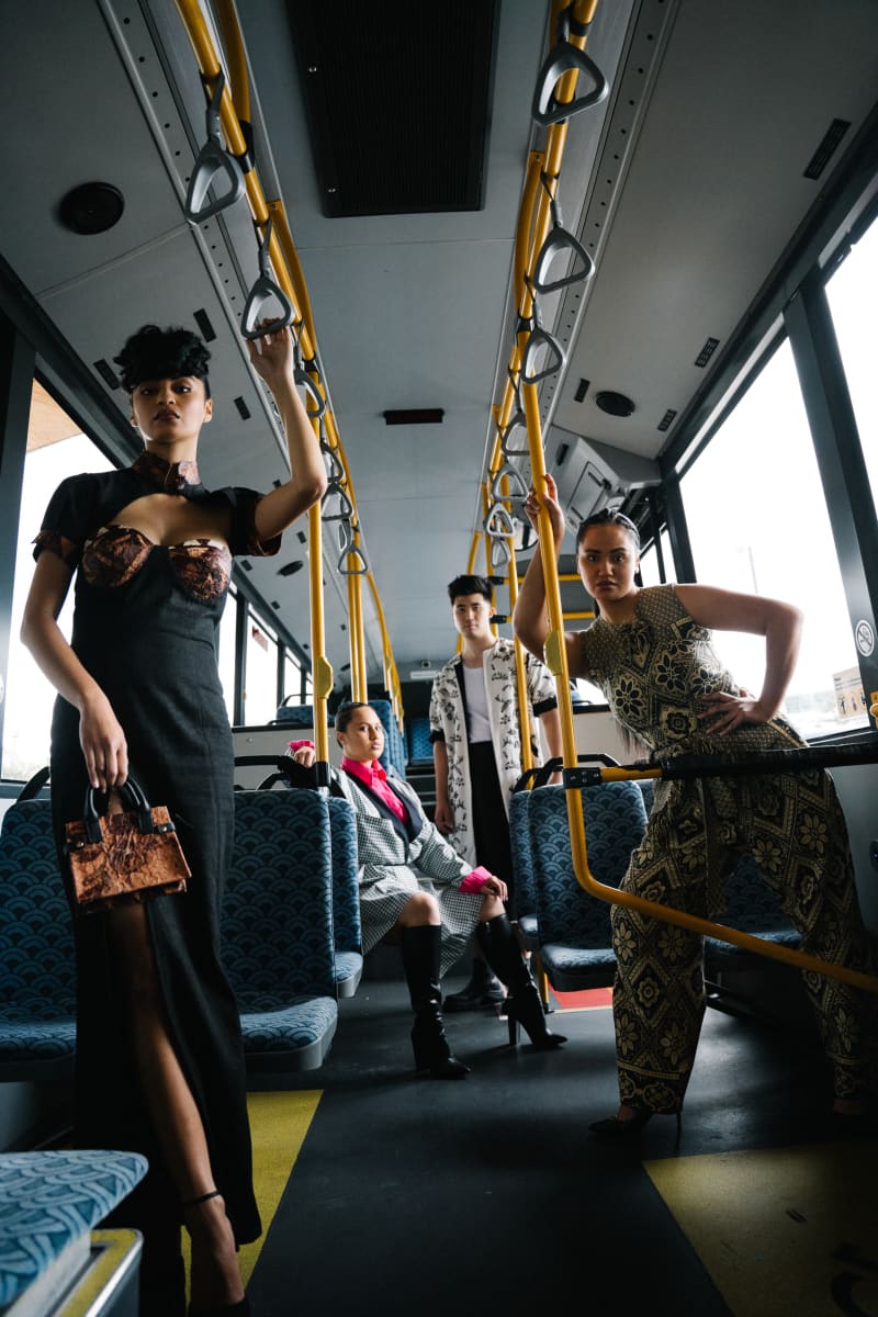 Pacific Fashion Fusion Show models 2024 l-r: Meiya Lemafa, Rebekah Stowers, Logan Fenton, Teokotai Tupou