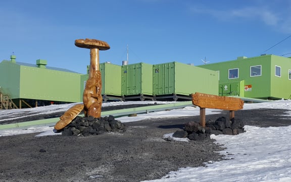 Scott Base is a series of interlinked buildings, and is painted a distinctive shade of green, Resene Chelsea Cucumber.