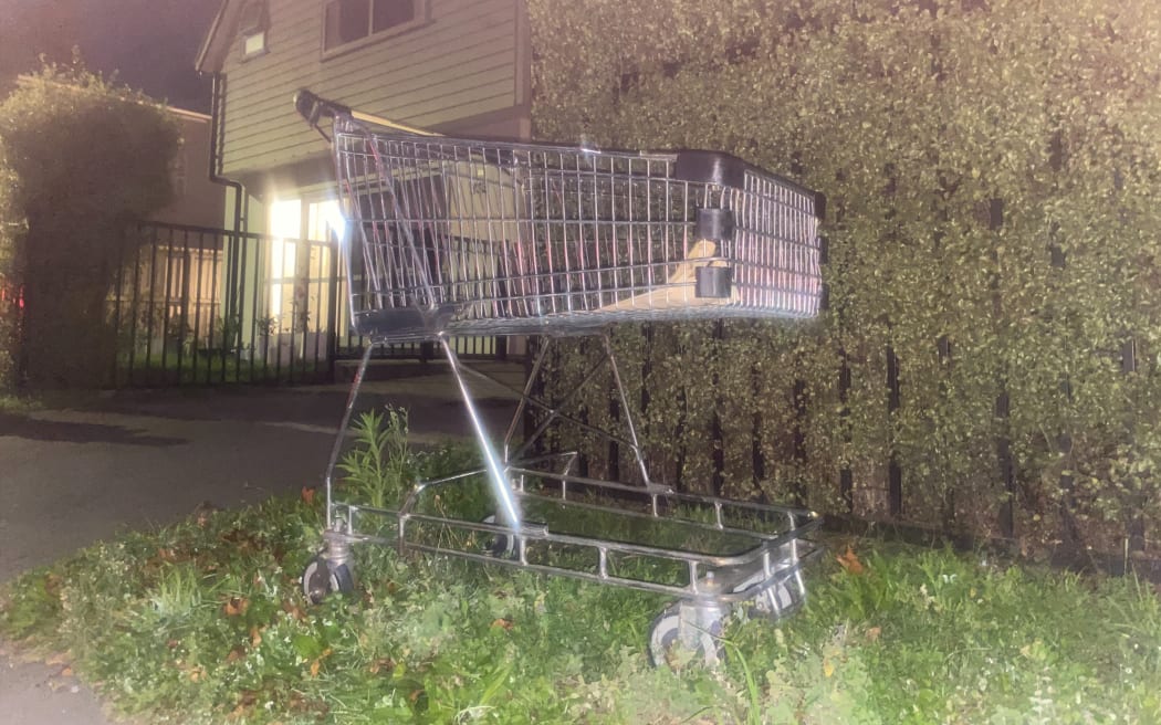 Trolley abandoned in Christchurch suburb of Riccarton.
