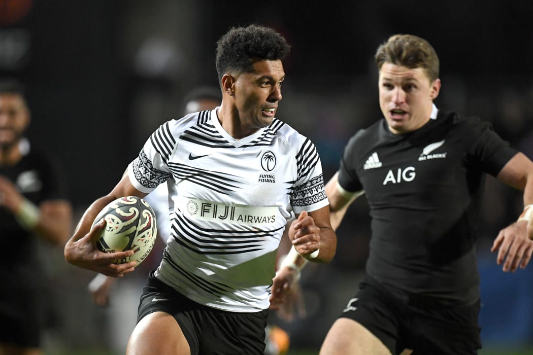 The Flying Fijians wore jerseys with Fiji Airways across their chest, instead of a message promoting Covid-19 vaccinations.