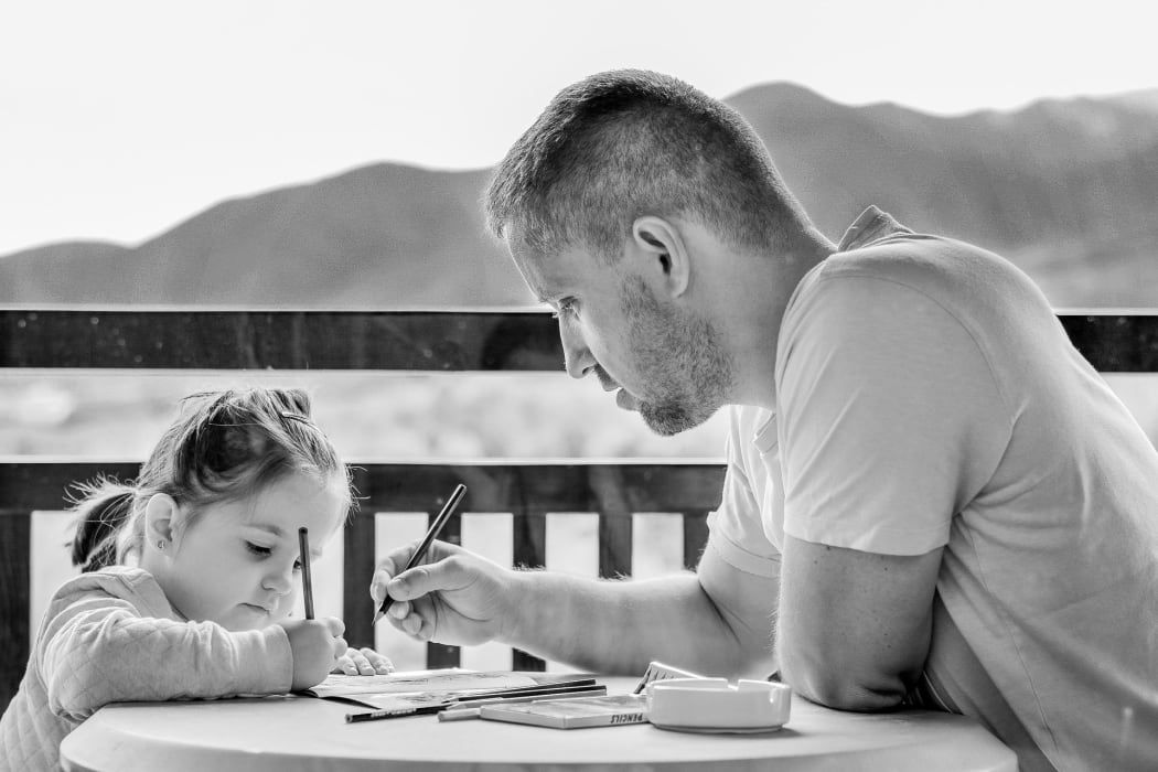 Father and daughter painting