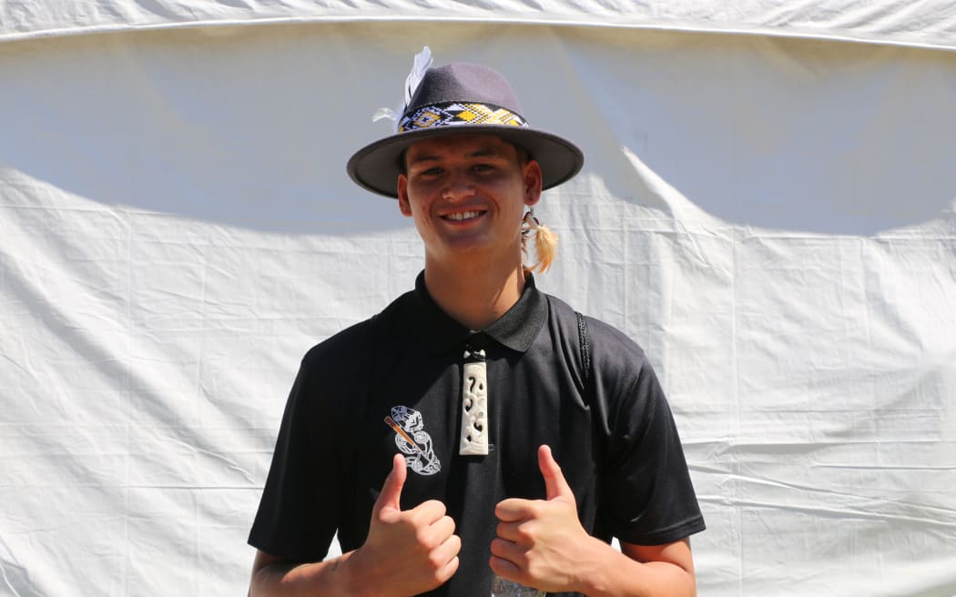 First time performer, 18-year-old Baas from Te Uri o Manu Manu at Te Matatini o Te Kāhui Maunga.