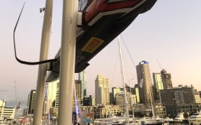 Outside Team New Zealand's base on Auckland's Viaduct Harbour during America's Cup 2020