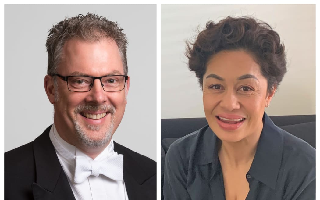 Head shots of NZSO timpanist Larry Reese (left) and actress Teuila Blakely (right).
