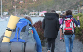 A photo of part of the challenge for pupils was carrying all their own gear on their backs