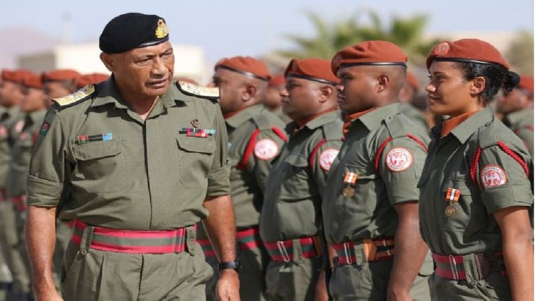 Fiji military commander Viliame Naupoto visiting Fijian troops in Sinai in November, 2019.