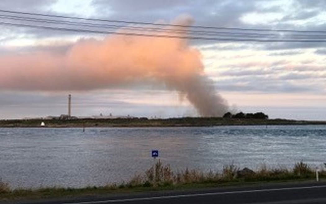 Smoke from a fire at Tiwai Point near the aluminium smelter.