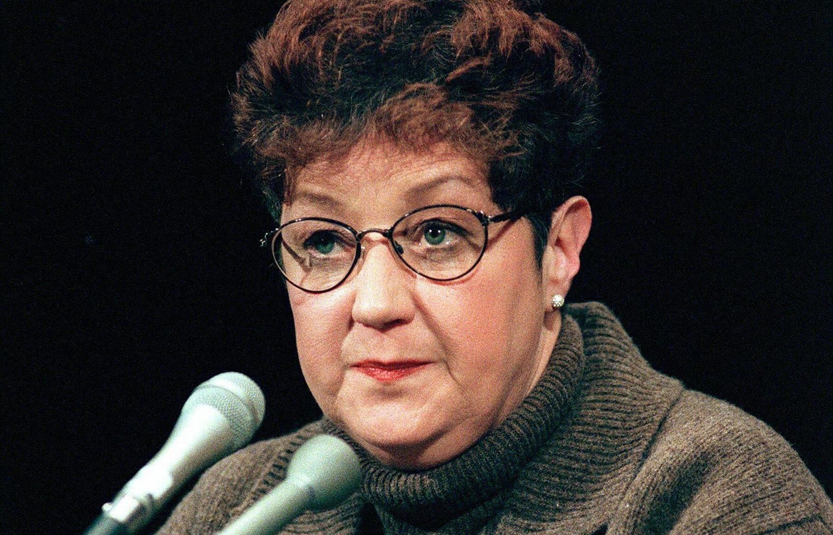 Norma McCorvey, the woman at the center of the US Supreme Court ruling on abortion, testifies before a US Senate Judiciary Committee subcommittee during hearings on the 25th anniversary of Roe v. Wade.