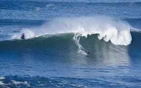 Blind surfer Matt Formston rides the world's biggest wave at Nazare, Portugal
