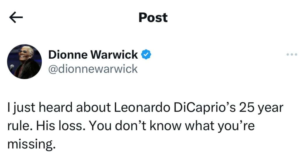 Dionne Warwick gives advice to Leonardo DiCaprio.