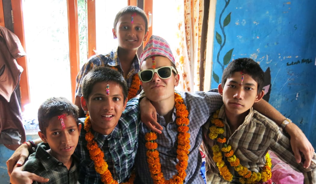 Lex Edmonds at an orphanage in Rampur, Nepal.
