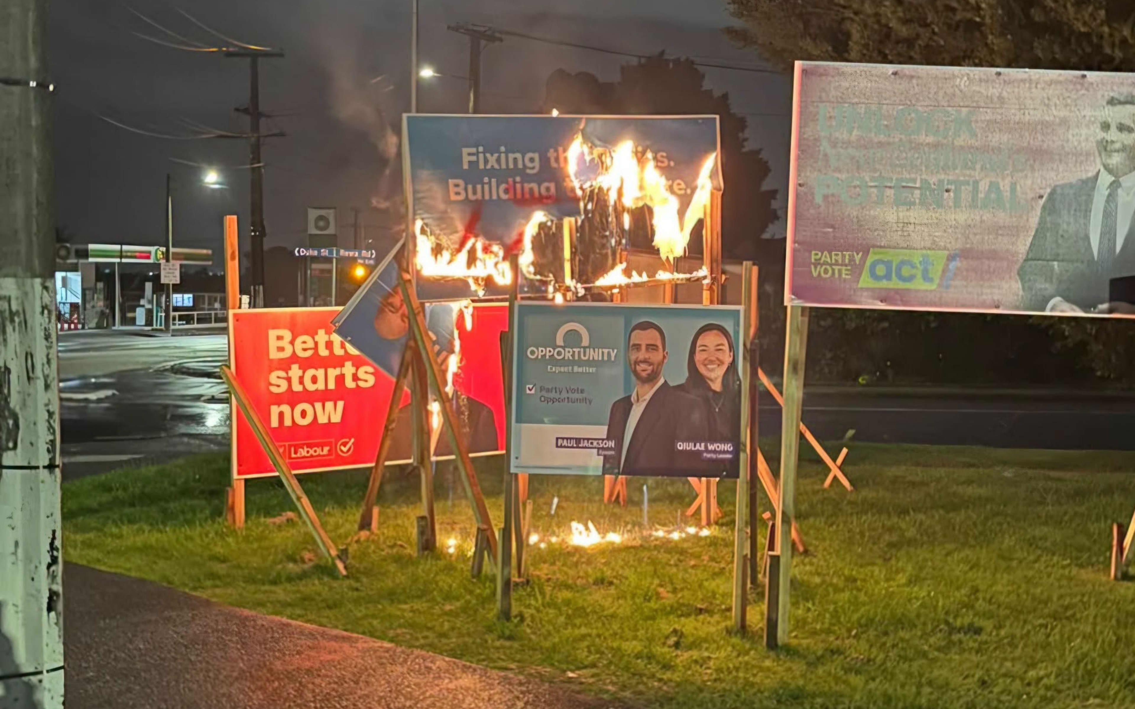 Cover art for Election Signage Set on Fire