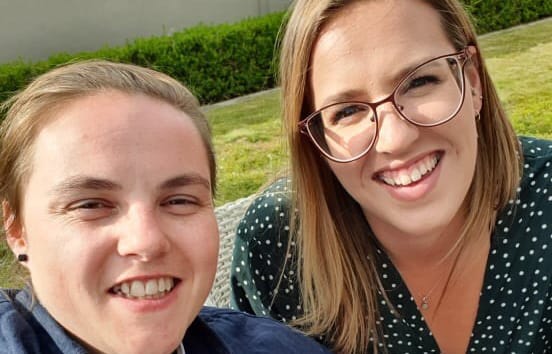 Mel (left) and girlfriend Rebecca Leigh
