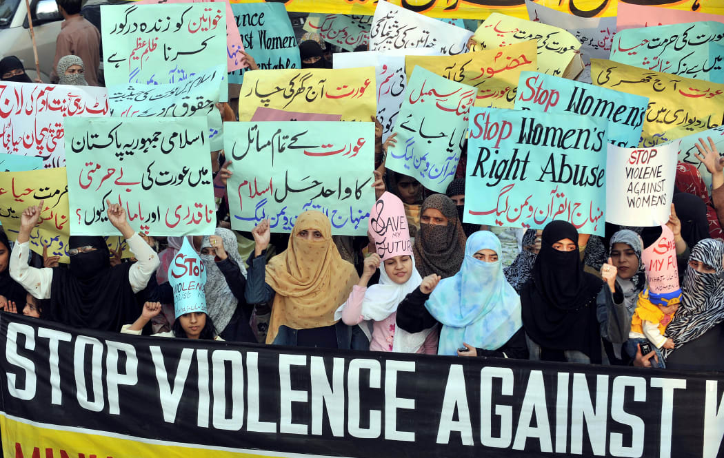 A protest against "honour killings" of women in Lahore on November 21, 2008. Human rights lawyer Zia Awan said more than 62,000 women had been abused and 159 women murdered in honour killings between 2000 and 30 September 2008.
