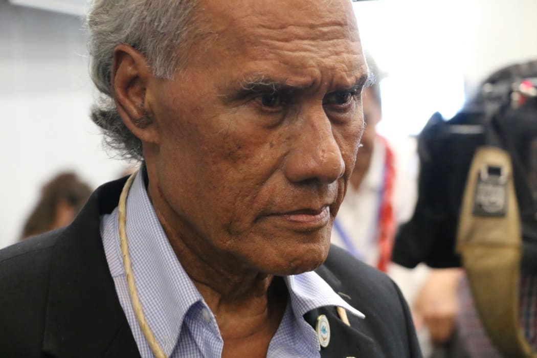 The Tongan prime minister, 'Akilisi Pohiva, at the 2019 Pacific Islands Forum summit in Tuvalu.