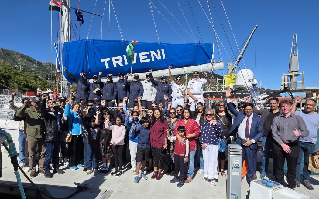 Members of the Indian community gathered in Lyttelton last weekend to welcome the Indian Armed Forces’ first all-women tri-services sailing expedition.