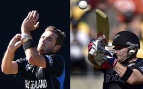 The Black Caps' Tim Southee, left, and Brendon McCullum in action against England.