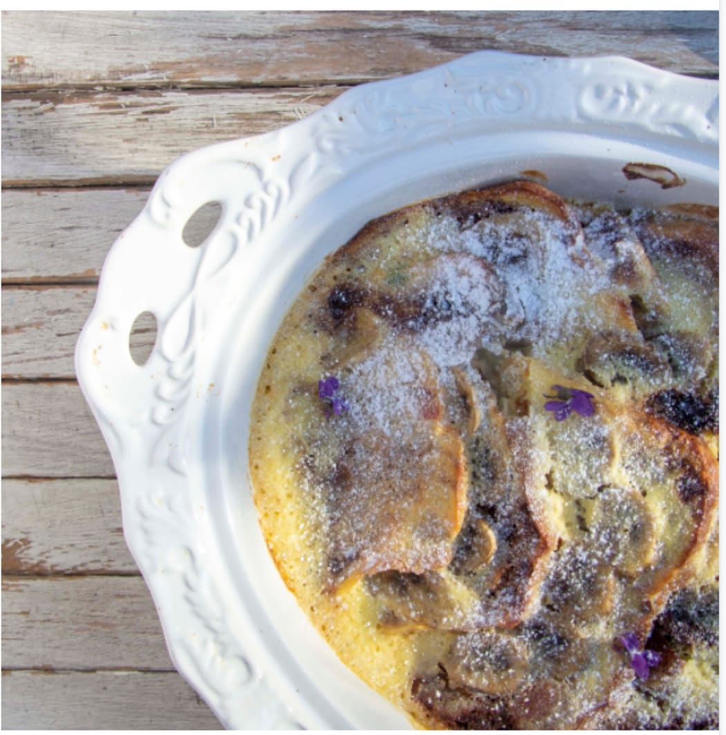 Bread and butter pudding, made by Vanessa Baxter.