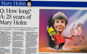 The Weekend Herald marking Mary Holm's 25 years in print as a columnist in Aopril 2023.