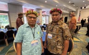Birimaka Tekanene, right, said his delegation mistakenly believed they did not need a US visa to enter the Commonwealth of Northern Mariana Islands.