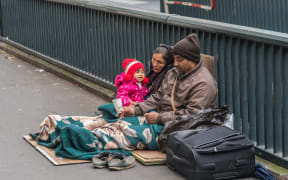 A family homeless in Paris. File photo.