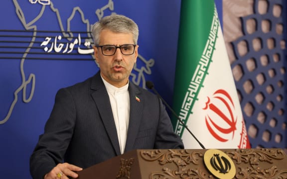 Iran's foreign ministry spokesman Esmaeil Baghaei holds a weekly press conference in Tehran on October 28, 2024. Israel on October 26 launched air strikes on military sites in Iran, risking further regional escalation more than a year into the Gaza war and a month into the Israel-Hezbollah war in Lebanon. The Israeli raid was in retaliation to an Iranian missile attack on October 1, itself retaliation for the killing of Iran-backed militant leaders and a Revolutionary Guards commander. (Photo by ATTA KENARE / AFP)