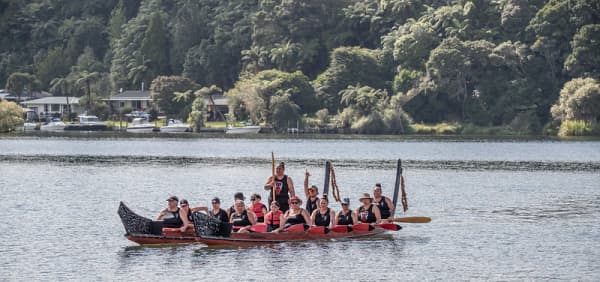 Waka Reremoana and Waimarie at the Lake Rotoiti Wooden and Classic Boat Parade