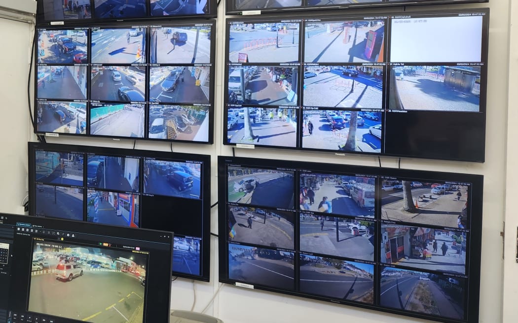 The CCTV room at the Business Association in Ōtāhuhu, in May 2024.