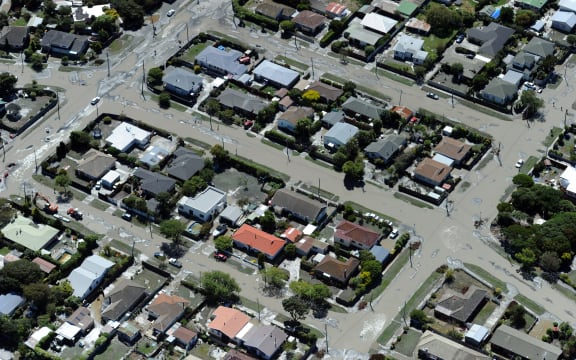 The Christchurch suburb of Bexley is flooded with silt and water forced up through the weakened ground by liquefaction following the February 22 earthquake.