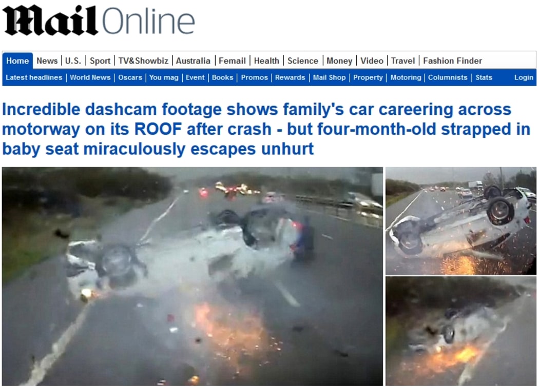 Screenshot of a typical Mail Online homepage lead story.