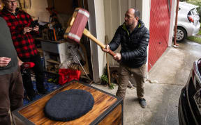 Leonard Sakofsky practising technique on the NZSO Mallet and Block.