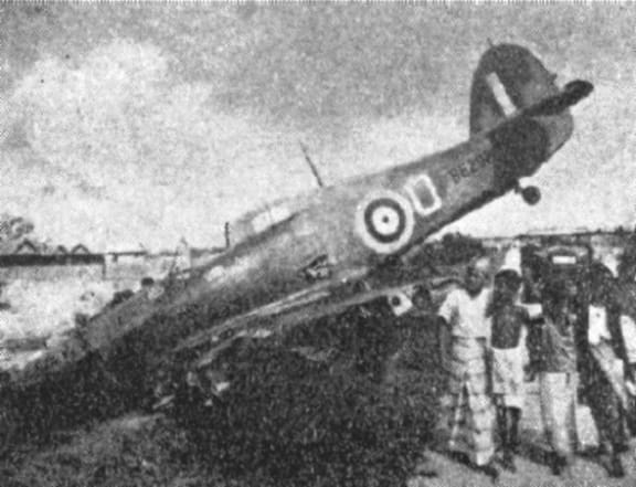An RAF Hurricane shot down during the battle of Malaya
