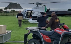 Emergency Management Minister Kiritapu Allan was on board a helicopter delivering essential supplies to communities in Nuiti, Te Puia Springs, Waikura and Oweka after the East Coast flooding.