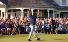 KIAWAH ISLAND, SOUTH CAROLINA - MAY 23: Phil Mickelson of the United States celebrates on the 18th green after winning during the final round of the 2021 PGA Championship held at the Ocean Course of Kiawah Island Golf Resort on May 23, 2021 in Kiawah Island, South Carolina.