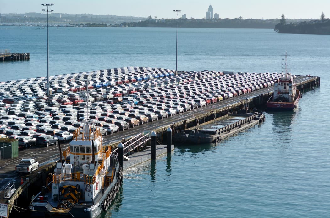AUCKLAND - MAY 22 2016:May new cars on Captain Cook Wharf in Ports of Auckland.In 2012, New Zealand imported 173,000 motor vehicles, mainly from Japan