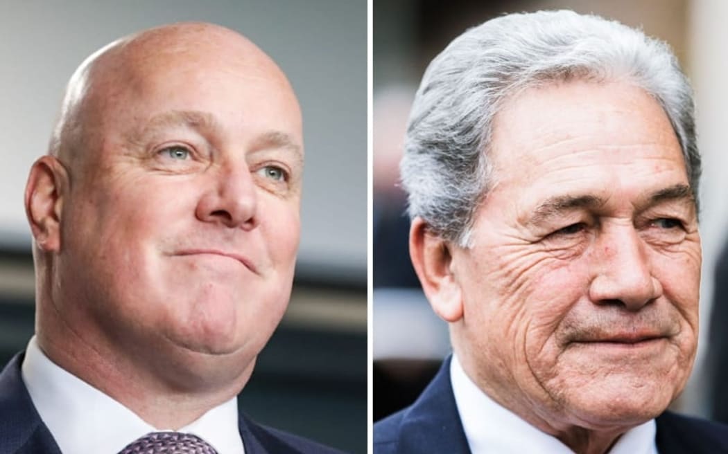 National Party leader Christopher Luxon and New Zealand First Party leader Winston Peters.