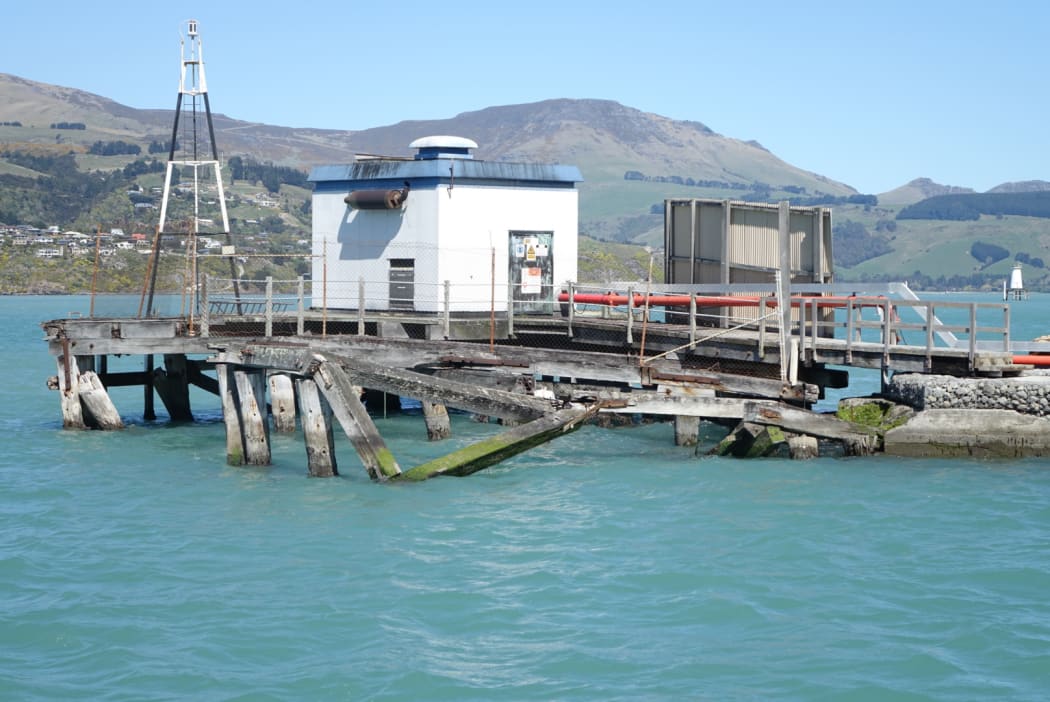 Damaged wharves at Lyttelton Port.