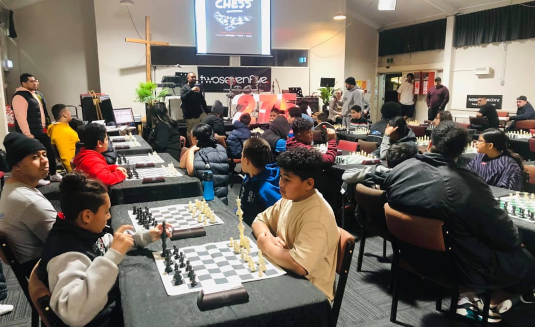 The Twosevenfive chess club at the Whare Koa community house in Māngere.
