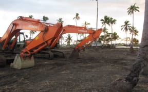 Diggers work on the site at Popua