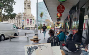 Hundreds of people will be sketching in Aotea Square today.