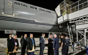 Christopher Luxon is greeted as he arrives in Tonga for his first Pacific Islands Forum as prime minister.