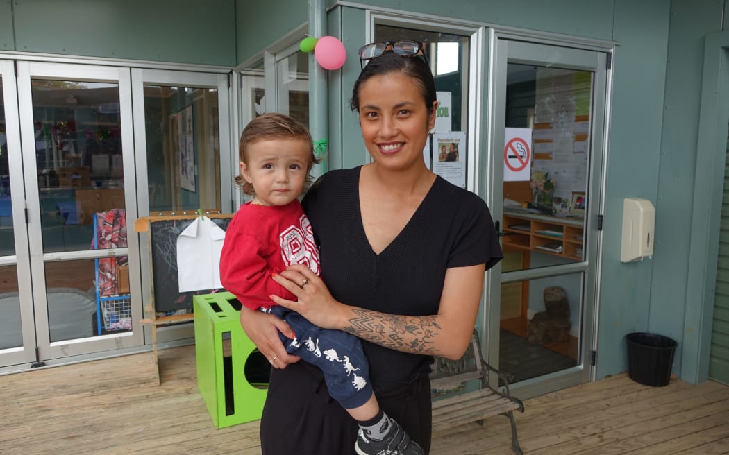 Ashley Stanley and her son Lennox at the early childhood centre, A'oga Fa'aSamoa, in Auckland.