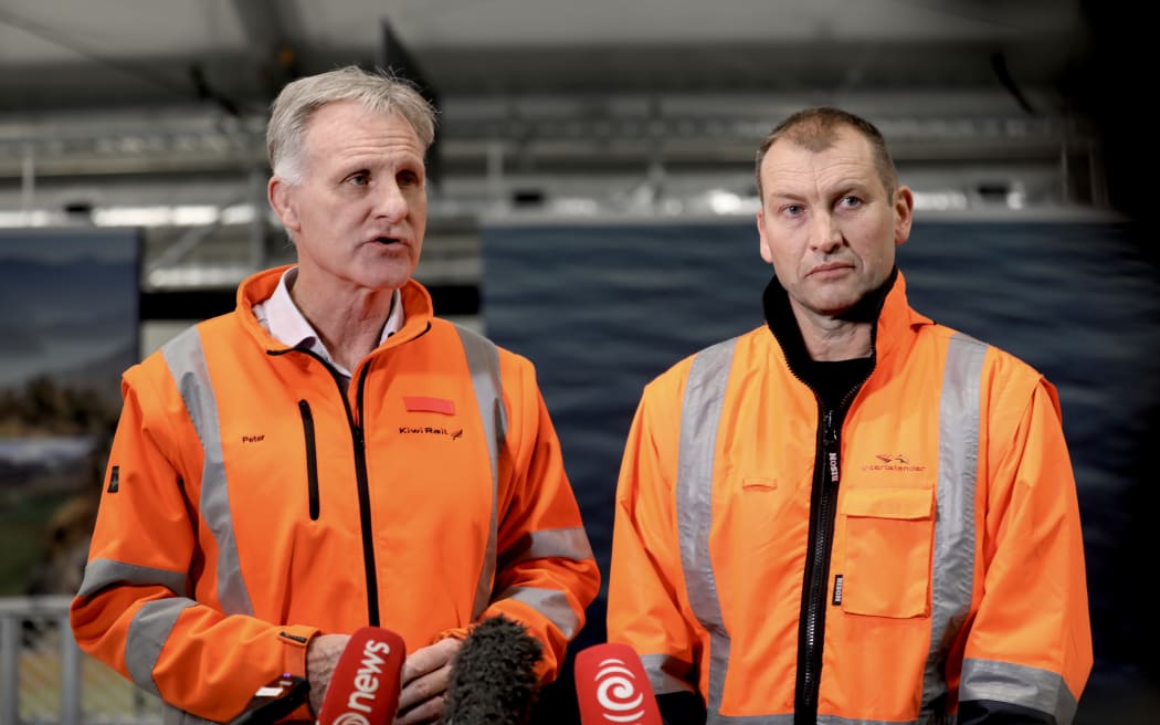 KiwiRail chief executive Peter Reidy speaking to media about the stricken Aratere ferry.