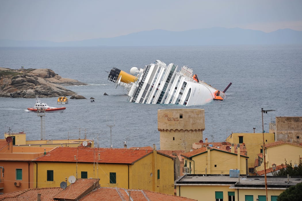 The Costa Concordia in 2012, after it capsized off the coast of the Tuscan island of Giglio.