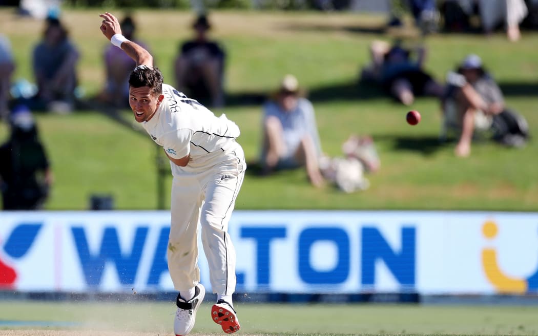 Blackcaps Trent Boult bowling at Bay Oval in 2022.