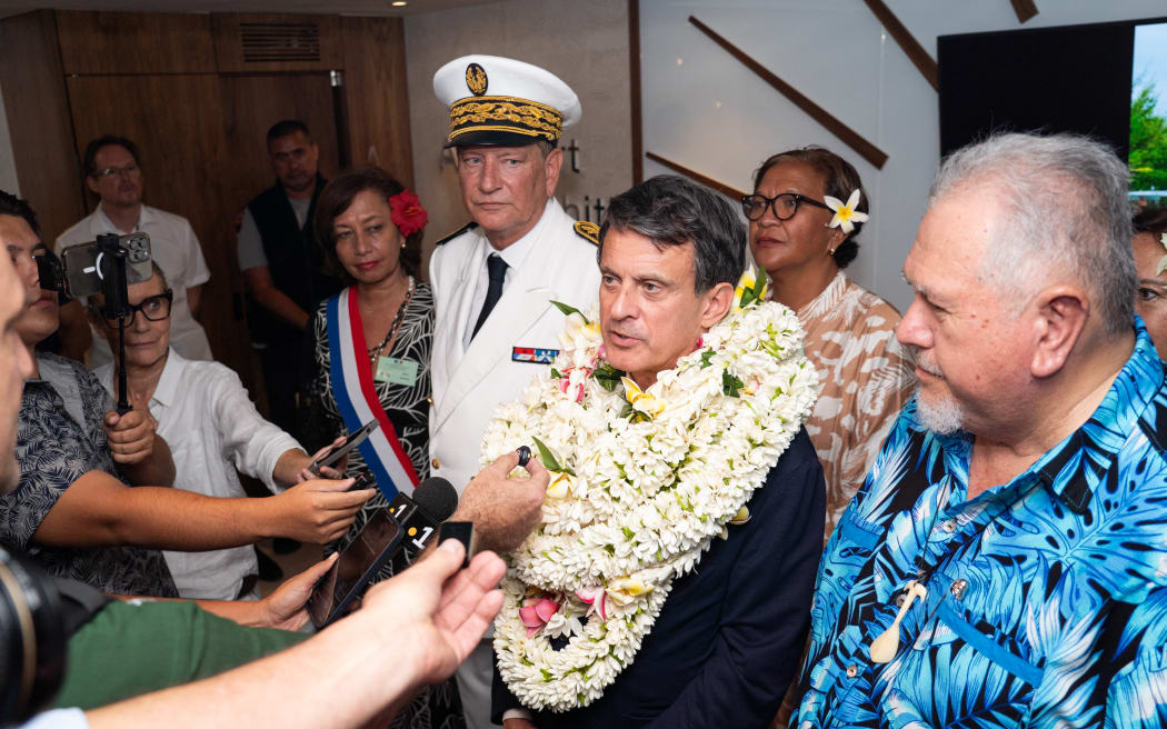French Polynesia, Faaa, 2025-07-15. Mr Manuel Valls, French Minister of the French Overseas Territories, arrives for his first official visit to French Polynesia. Press briefing at the Tahiti-Faaa International Airport. Photograph by Vaikehu Shan/Hans Lucas.
Polynesie francaise, Faaa, 2023-11-11. M. Manuel Valls arrive en visite officielle en Polynesie francaise pour la premiere fois depuis sa prise de poste en tant que Ministre des Outre-Mer. Point presse a l aeroport international de Tahiti-Faaa. Photographie par Vaikehu Shan/Hans Lucas. (Photo by Vaikehu Shan / Hans Lucas via AFP)