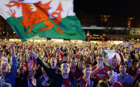 Wales fans react as they watch the England vs Wales game.