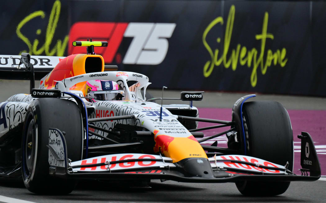 RB's New Zealand driver Liam Lawson takes part in the third practice session ahead of the Formula One British Grand Prix at the Silverstone motor racing circuit in Silverstone, central England, on July 5, 2025. (Photo by Andrej ISAKOVIC / AFP)